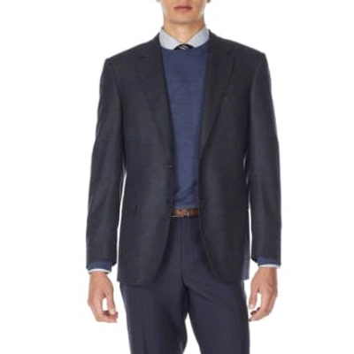 Shop Canali - Blue 2 Button Jacket With Zig-zag Detail Fabric Cu04651.302