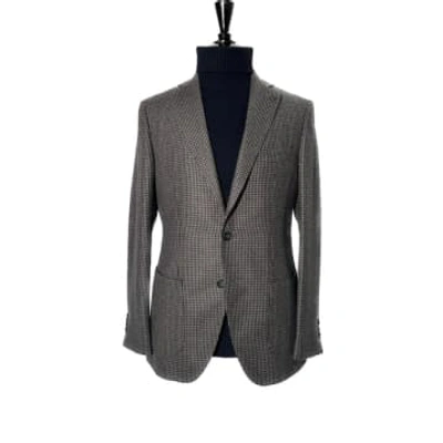 Shop Cavaliere - Valter 2 Button Slim Fit Jacket In Dark Blue And Coffee 10aw23409-98
