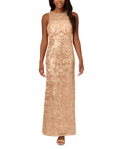 Shop Adrianna Papell Women's Sequin-embellished Gown In Champagne