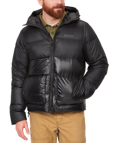 Shop Marmot Men's Guides Quilted Full-zip Hooded Down Jacket In Black