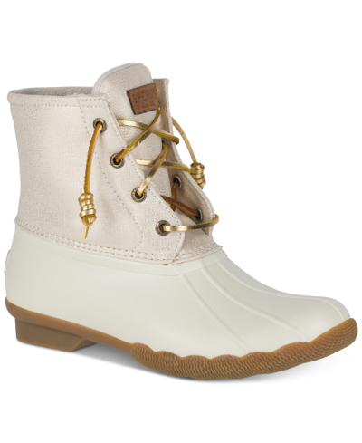 Shop Sperry Women's Saltwater Waterproof Duck Boots, Created For Macy's In Oat,gold