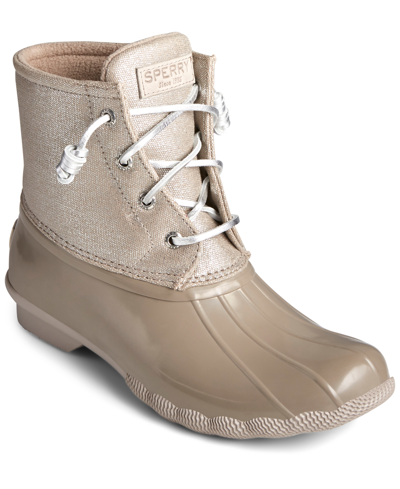 Shop Sperry Women's Saltwater Waterproof Duck Boots, Created For Macy's In Oat,gold