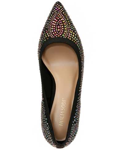 Shop Thalia Sodi Women's Heathere Slip-on Pointed-toe Mid-heel Pumps In Black Ab Flyknit
