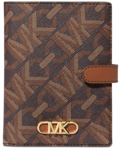 Shop Michael Kors Michael  Empire Logo Medium Passport Wallet In Brown,acorn