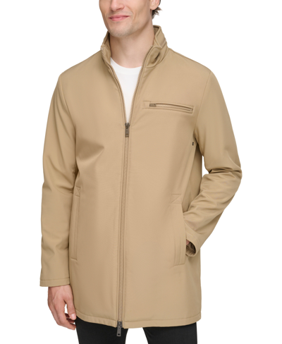 Shop Kenneth Cole Men's Hidden-hood Full-zip Jacket In Tan