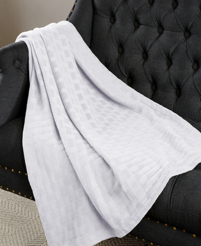 Superior Basket Weave All Season Cotton Blanket, California King In White