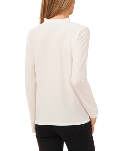 Cece Round Neck Ruffle Top In Black