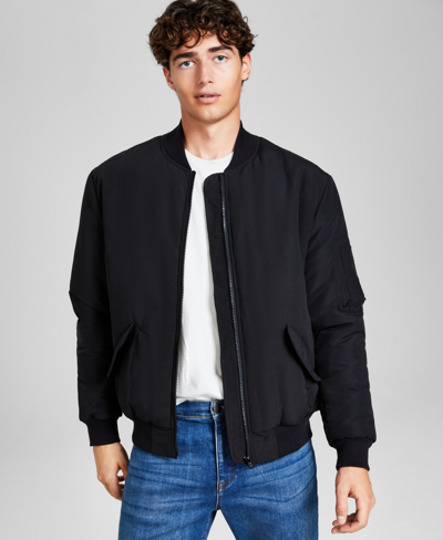 Shop And Now This Men's Regular-fit Solid Bomber Jacket In Black