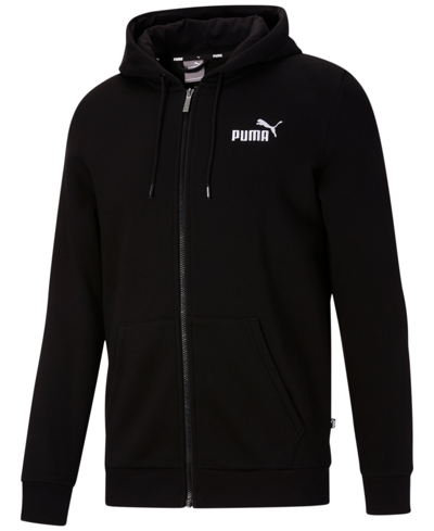 Shop Puma Men's Zip-front Long Sleeve Small Logo Hoodie In Black