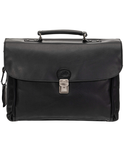 Shop Mancini Men's Buffalo Double Compartment Briefcase For 15.6" Laptop , Tablet In Black
