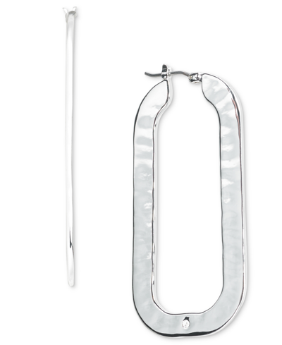 Shop Style & Co Silver-tone Rounded Rectangle Hoop Earrings, Created For Macy's