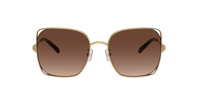 Tory Burch Cut-out Metal & Plastic Butterfly Sunglasses In Brown Gradient Polarized
