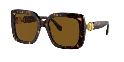 Swarovski Tortoiseshell-effect Rectangle-frame Sunglasses In Polarized Brown