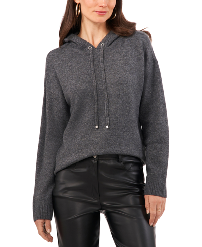 Shop Vince Camuto Women's Cozy Hooded Pullover Sweater In Silver Heather