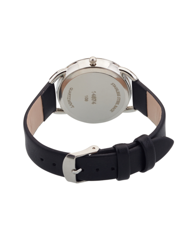 Jessica Carlyle Women's Analog Black Polyurethane Leather Strap Plain Watch 35mm In Silver,black
