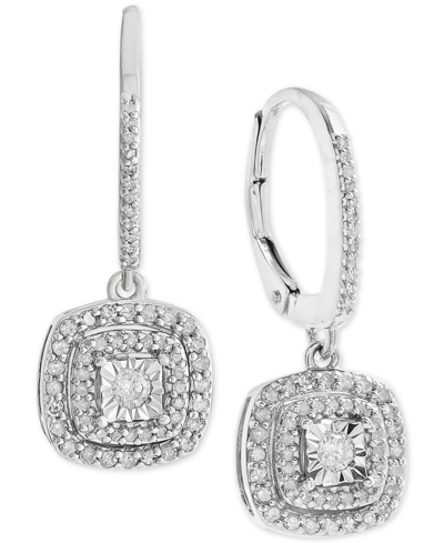Shop Macy's Diamond Halo Drop Earrings (1/2 Ct. T.w.) In Sterling Silver, 14k Rose Gold Sterling Silver & 14k Go In Rose Gold-plated Sterling Silver