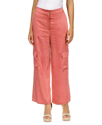 Shop Michael Kors Michael  Women's Solid Satin Cargo Pants, Regular & Petite In Dusty Rose