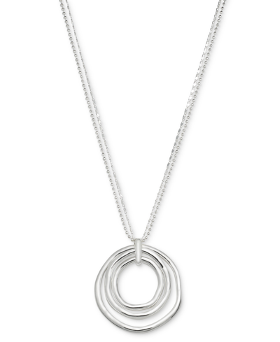 Style & Co Silver-tone Circle Pendant Necklace, 36"+ 3" Extender, Created For Macy's In Silver