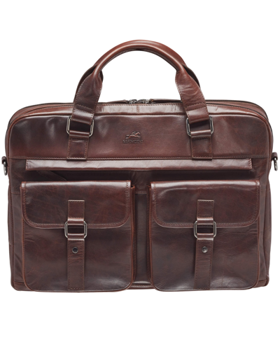Shop Mancini Men's Buffalo Briefcase With Dual Compartments For 15.6" Laptop In Brown