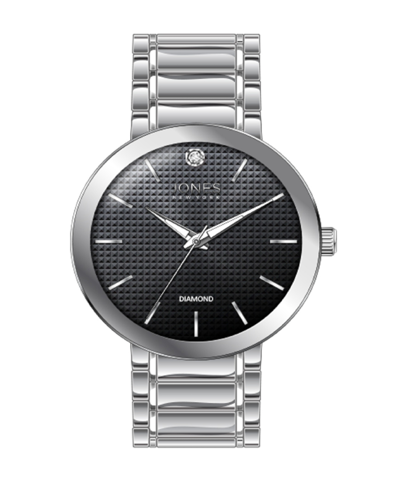 Shop Jones New York Men's Analog Shiny Silver-tone Metal Bracelet Watch 42mm In Black,silver