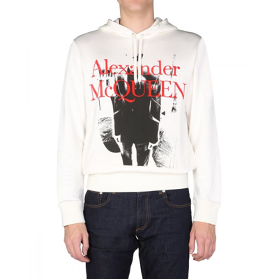 Shop Alexander Mcqueen Printed Hooded Sweatshirt