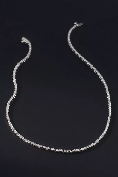 Anthropologie Classic 4-prong Diamond Necklace In Silver