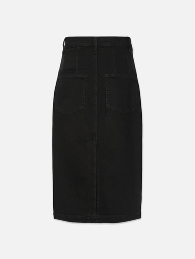 Shop Frame The High Waisted Seamed Skirt Aster Denim In Black