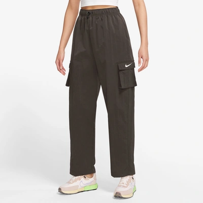 Shop Nike Womens  Essential Woven Hr Cargo Pants In Brown/sail