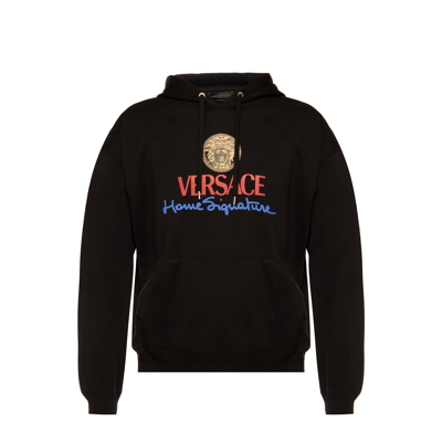 Shop Versace Logo Hooded Sweatshirt