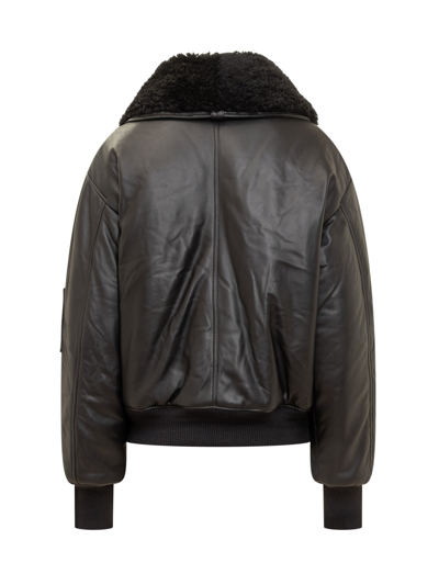 Shop Ami Alexandre Mattiussi Leather Jacket In Black