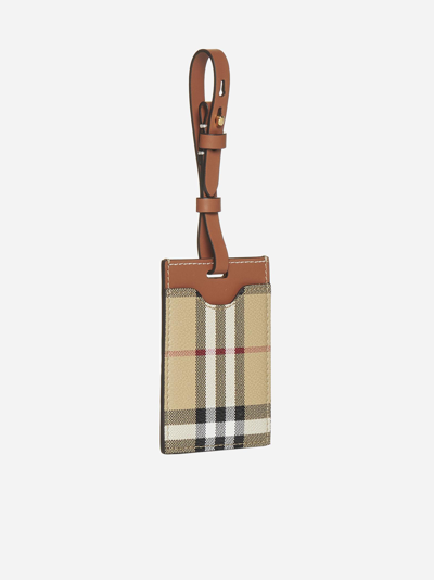 Shop Burberry Check Motif Luggage Tag In Beige