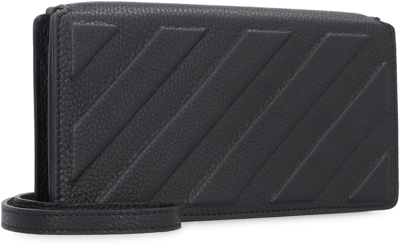 Shop Off-white Pebbled Leather Clutch In Black