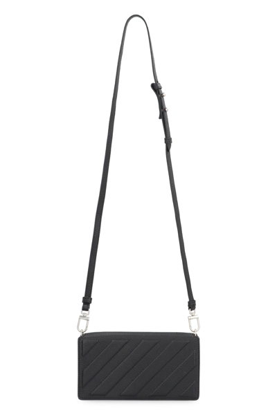 Shop Off-white Pebbled Leather Clutch In Black
