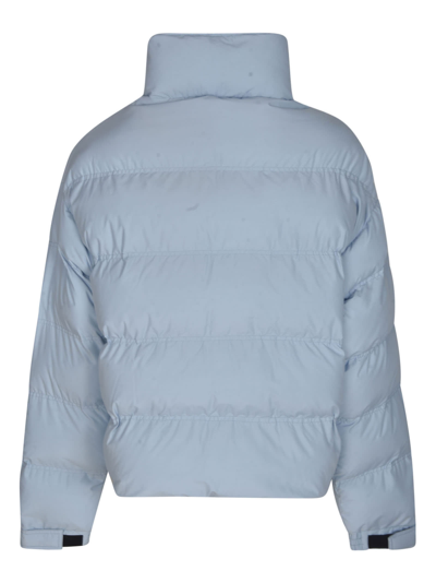 Shop Martine Rose High-neck Logo Embroidered Oversize Padded Jacket In Icy Blue