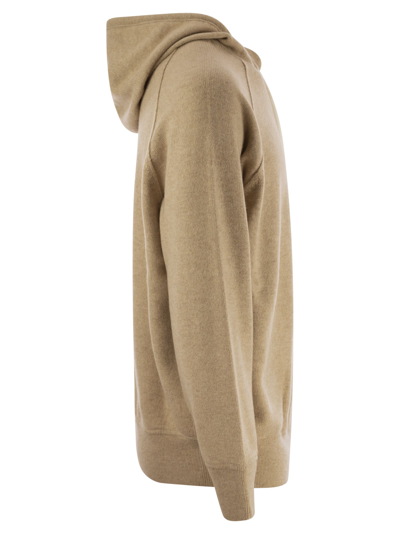 Shop Brunello Cucinelli Cashmere Topwear Style Hooded Sweater In Beige