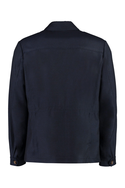 Shop Canali Wool Blazer In Blue