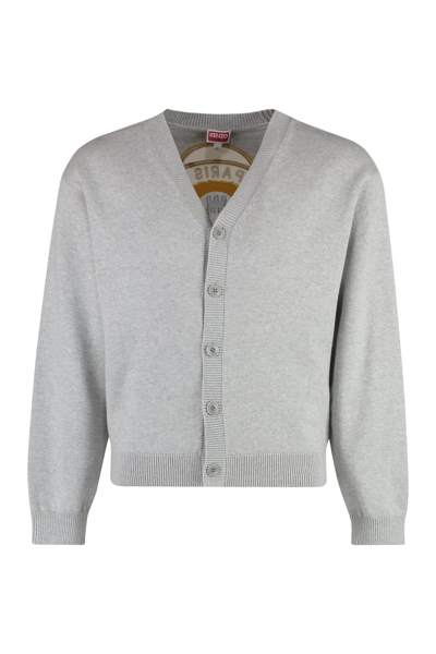 Shop Kenzo Wool-blend Cardigan In Grey