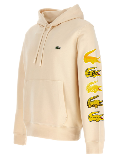 Shop Lacoste Logo Print Hoodie In White
