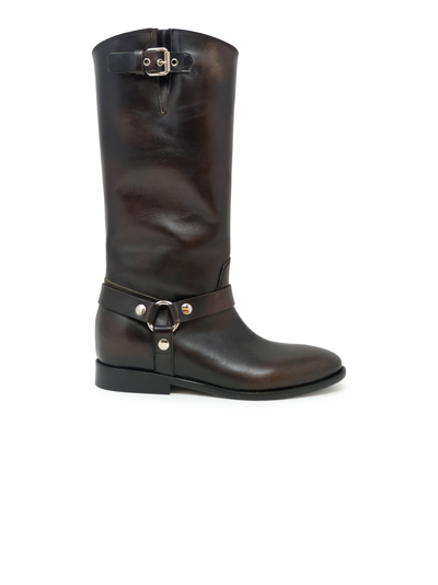 Shop Elena Iachi Leather Boots In Brown