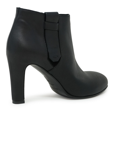 Del Carlo Roberto  Leather Palmer Ankle Boots In Black