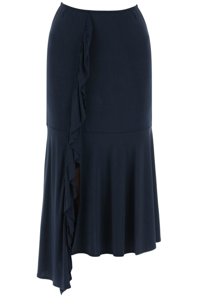 Shop Paloma Wool Gelly Asymmetric Jersey Skirt In Marino Oscuro (blue)
