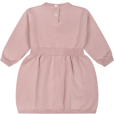 Shop Fendi Pink Dress For Baby Girl With Logo