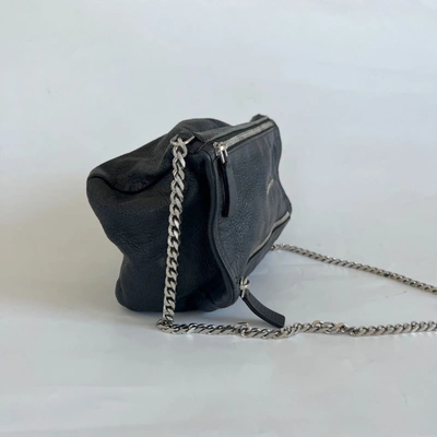 Pre-owned Givenchy Black Textured Leather Mini Pandora Box Bag