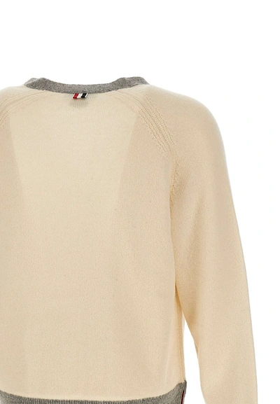 Shop Thom Browne "jersey Raglan Sleeve" Wool Cardigan In White