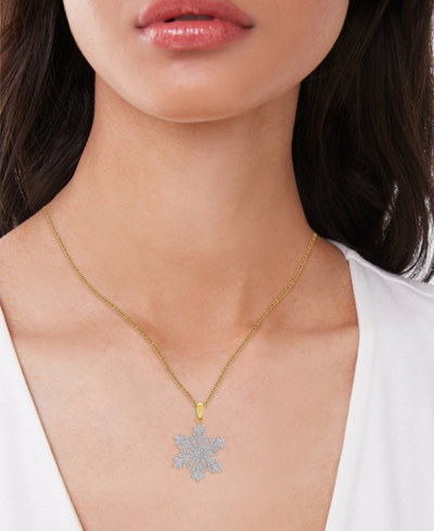 Macy's Diamond Accent Snowflake Pendant Necklace In Gold