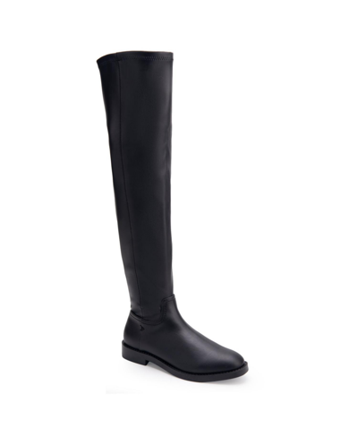 Shop Aerosoles Tarra Boot-over The Knee Boot In Black Stretch - Faux Leather