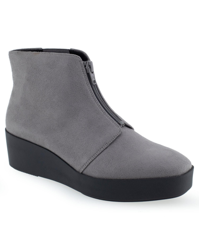Shop Aerosoles Carin Boot-ankle Boot-wedge In Quiet Shade Faux Suede