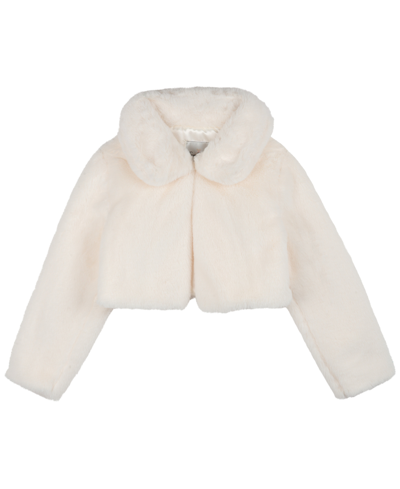 Shop Rare Editions Little Girls Collared Faux Fur Jacket In Off White