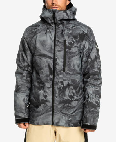 Shop Quiksilver Men's Snow Mission Printed Jacket In Resin Tint True Black