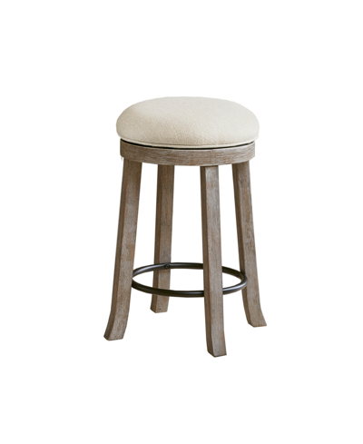 Shop Ink+ivy 19.25" Oaktown Wide Wood Swivel Counter Stool In Cream,reclaimed Gray